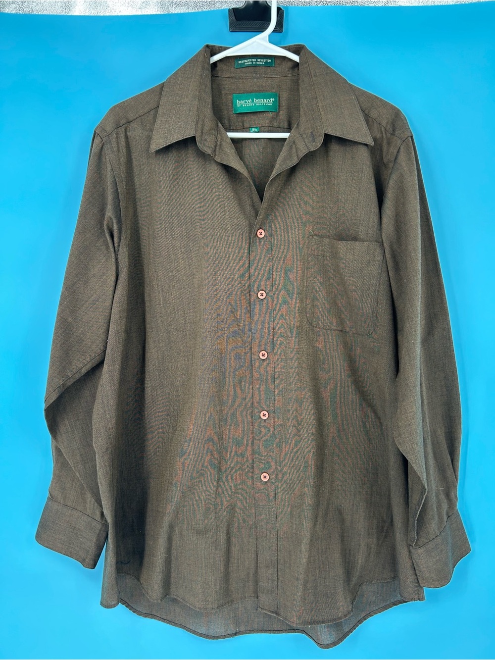 Harve Benard Brown Long-Sleeve Dress Shirt